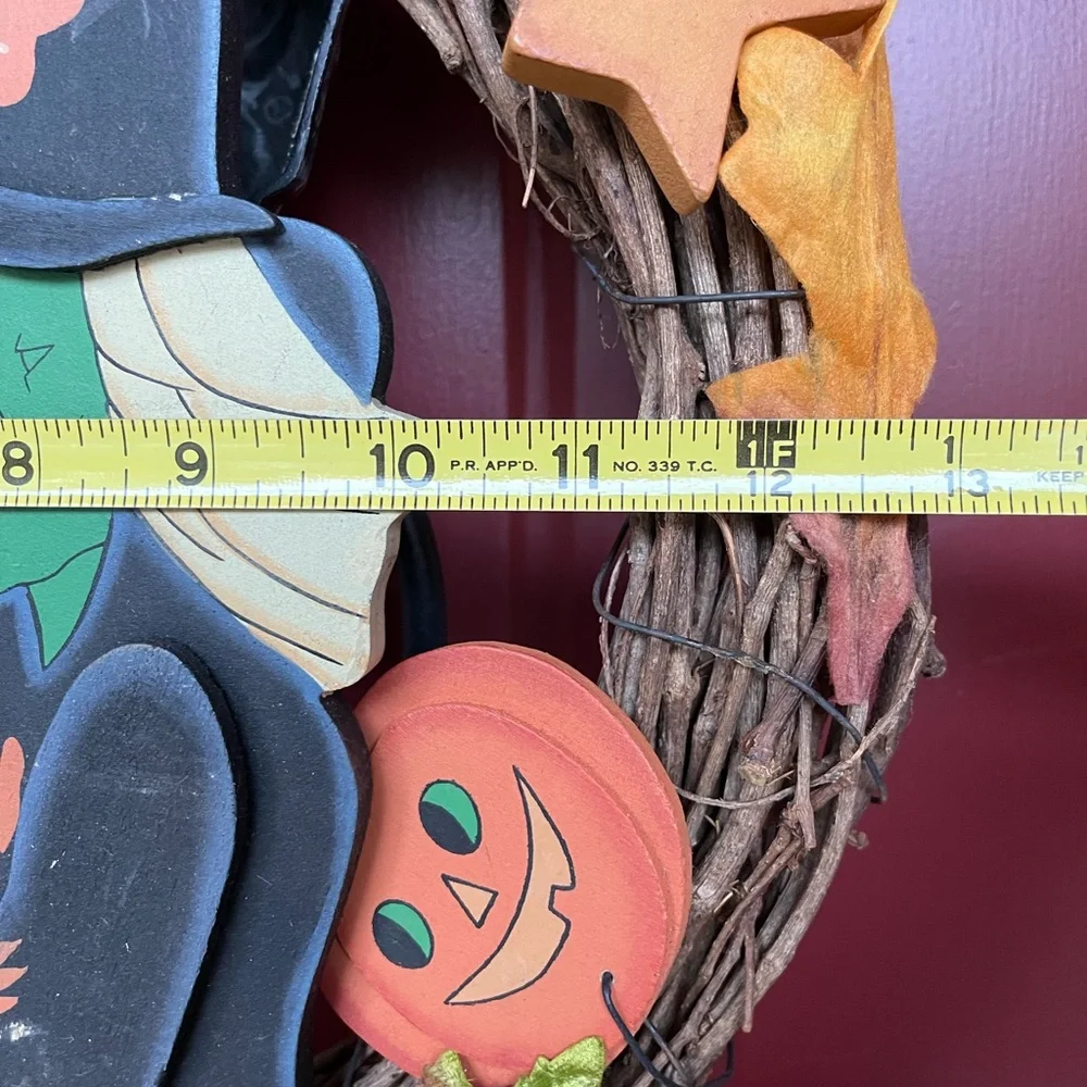 Vintage Spooky Wood Witch Bat Wreath Halloween Fall Foliage Grapevine  Kitschy